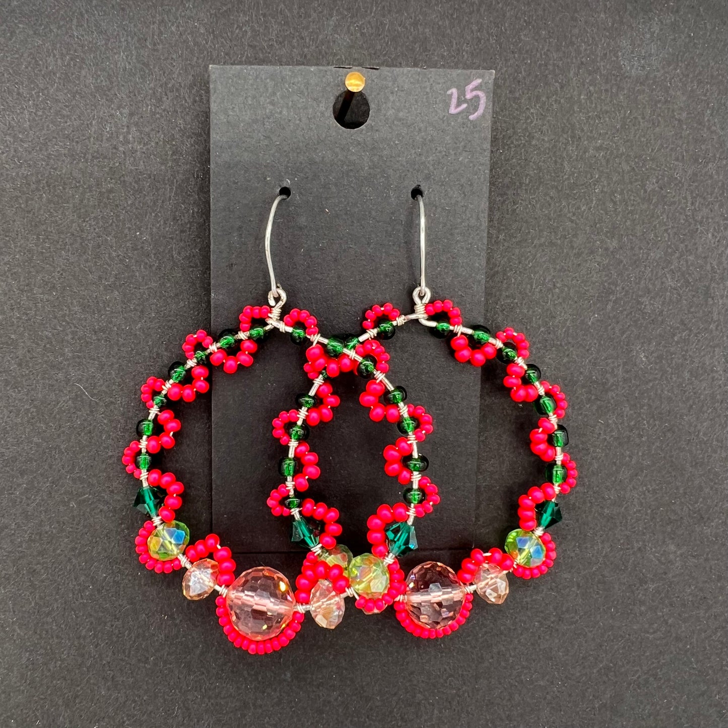 Watermelon Silver Hoops