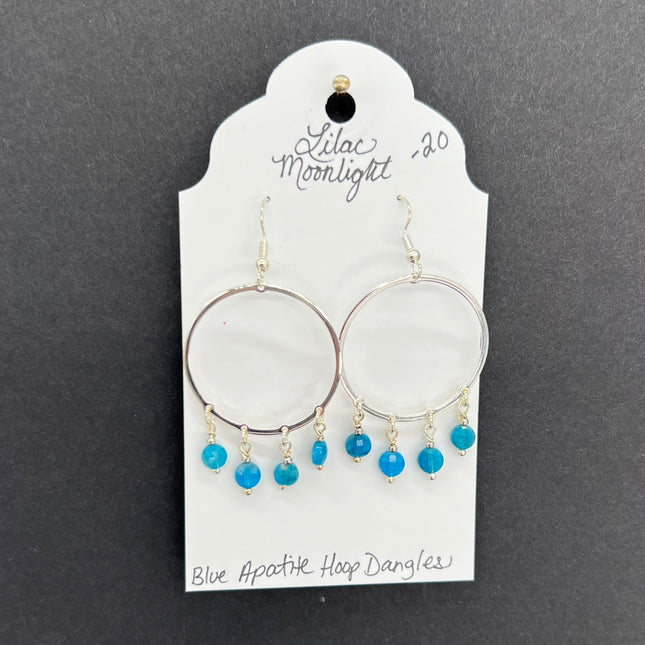 Blue Apatite Hoop Dangles