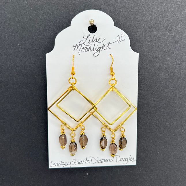 Smokey Quartz Diamond Dangles