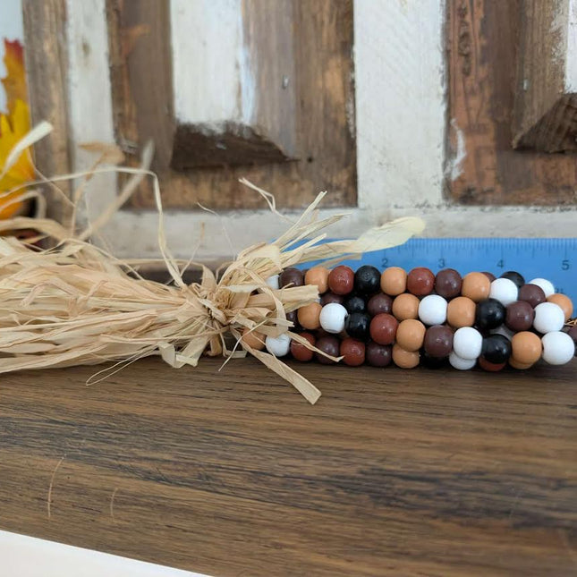 Beaded Black & White Corn with Straw