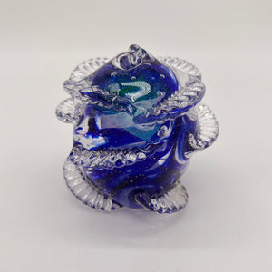 Glowey Cobalt Dichro Flower Paperweight