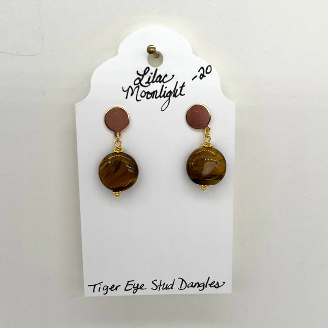 Tiger Eye Stud Dangles