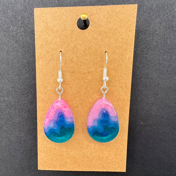 Teardrop Beach Earrings-Blue/Pink