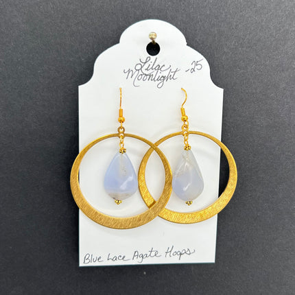 Blue Lace Agate Hoops