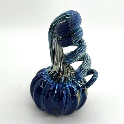 Blue Silver Small Glass Pumpkin