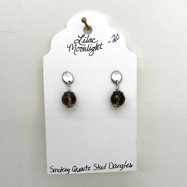 Smokey Quartz Stud Dangles