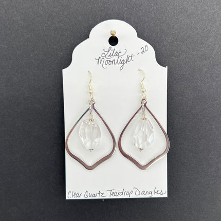 Clear Quartz Teardrop Dangles