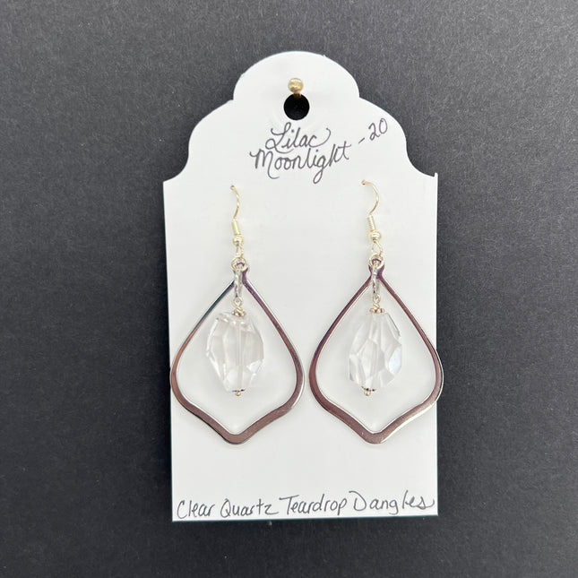 Clear Quartz Teardrop Dangles