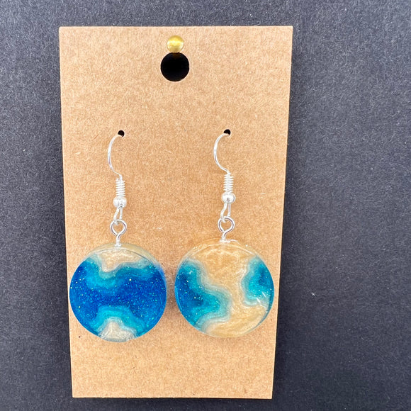 Circle Beach Earrings-Blue/Gold