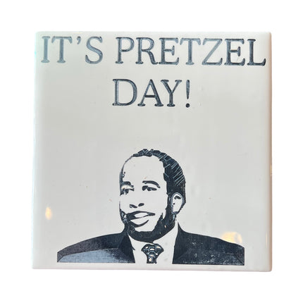 Pretzel Day Ceramic Coaster