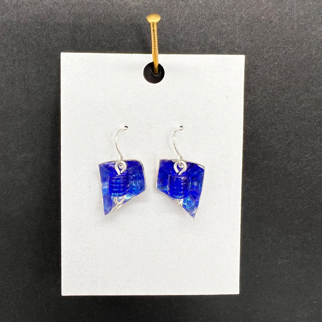 Glass Reflection Earrings-Dark Blue