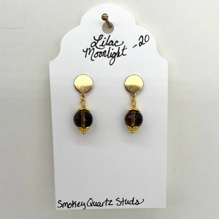 Smokey Quartz Stud Dangles