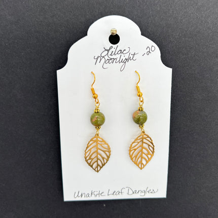 Unakite Leaf Dangles