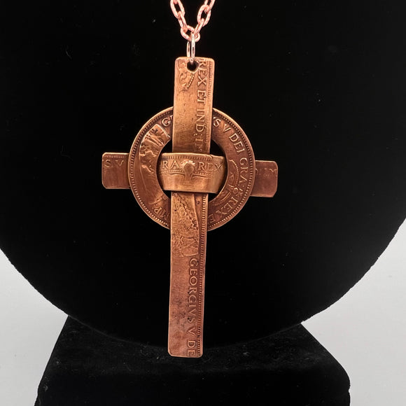 3 Woven Canadian Penny Cross Necklace