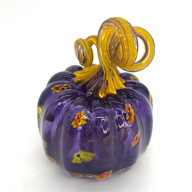Purple Floral Pumpkin - Medium