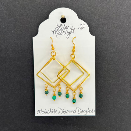 Malachite Diamond Dangles
