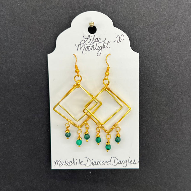 Malachite Diamond Dangles