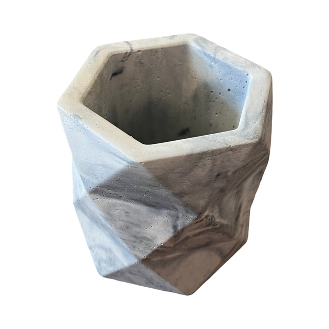 Black Marble Short Hex Planter