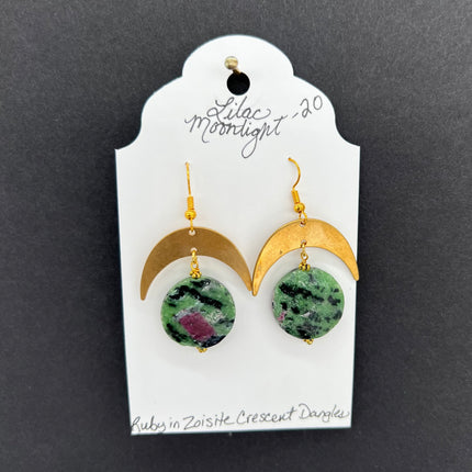 Ruby in Zoisite Crescent Dangles