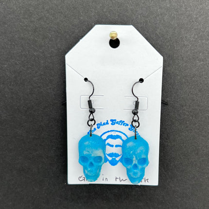 Lite Blue Skull Earrings