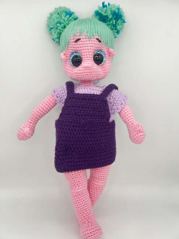 Pink Doll with Blue Hair