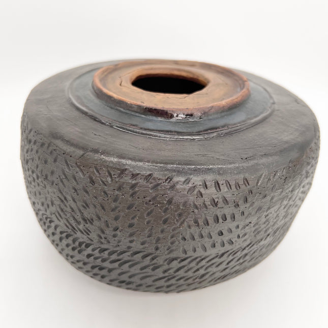 Handbuilt Black Textured Vessel