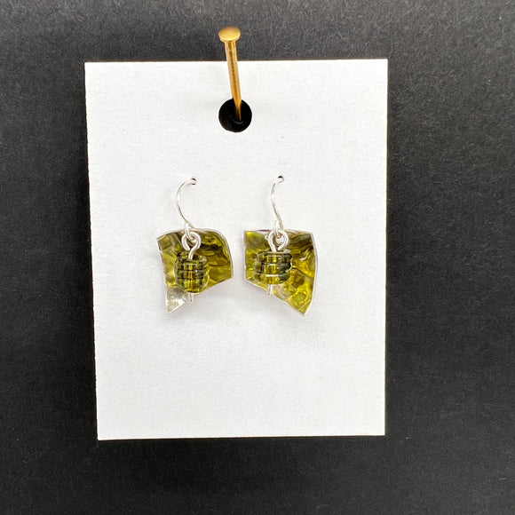 Glass Reflection Earrings-Olive