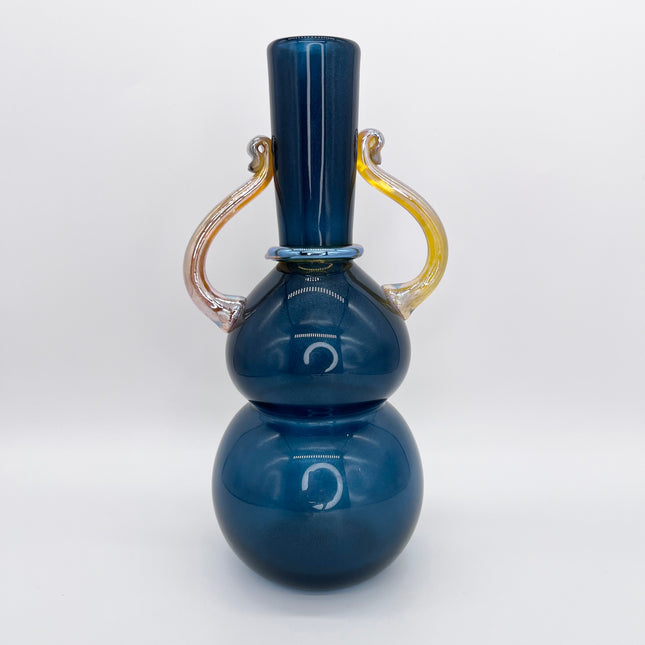 Aventurine Blue Vase with Gold Fixings