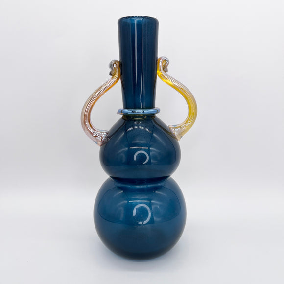 Aventurine Blue Vase with Gold Fixings
