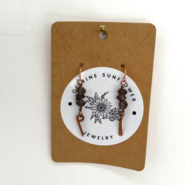 Smokey Quartz Copper Drops