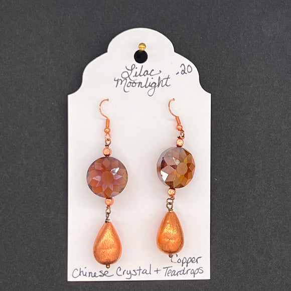 Chinese Crystal and Copper Teardrops