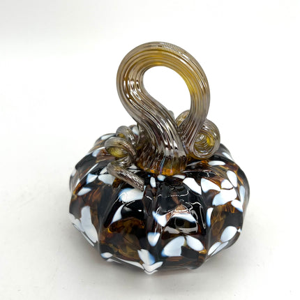 Mini Leopard Speckled w/Gold Stem Pumpkin