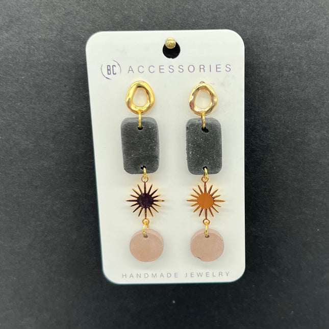Black w/ Mauve Star Earrings