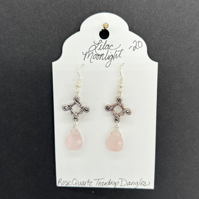 Rose Quartz Teardrop Dangles