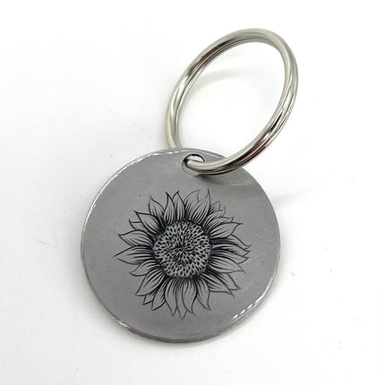 Sunflower Hand Engraved Keychain