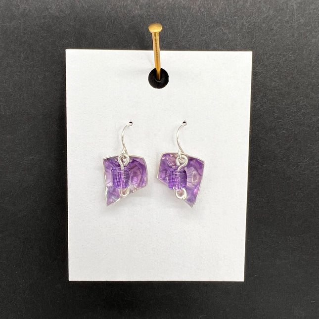 Glass Reflection Earrings-Purple