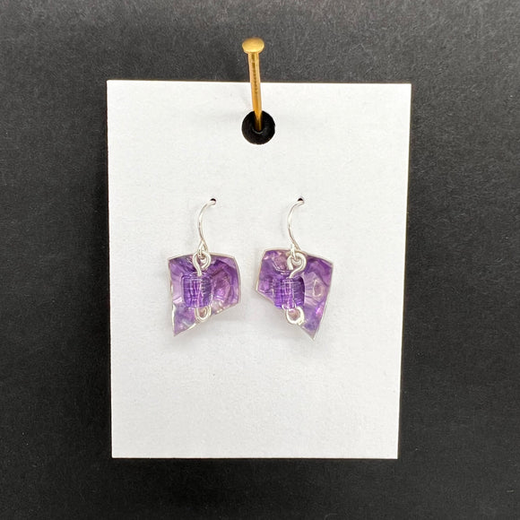 Glass Reflection Earrings-Purple