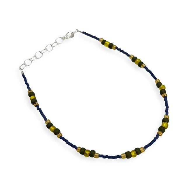 Navy Dark Green Yellow Anklet