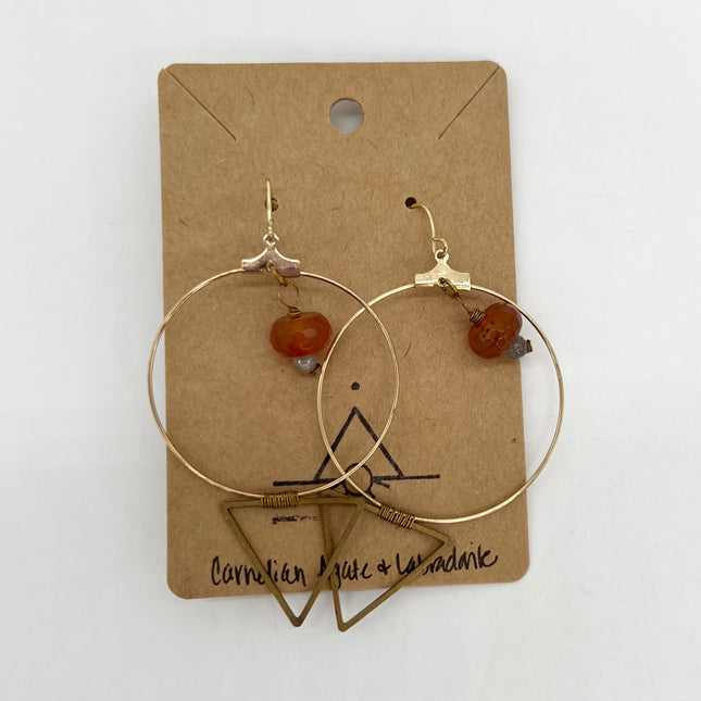 Hoop with Carnelian Agate & Labradorite Earrings