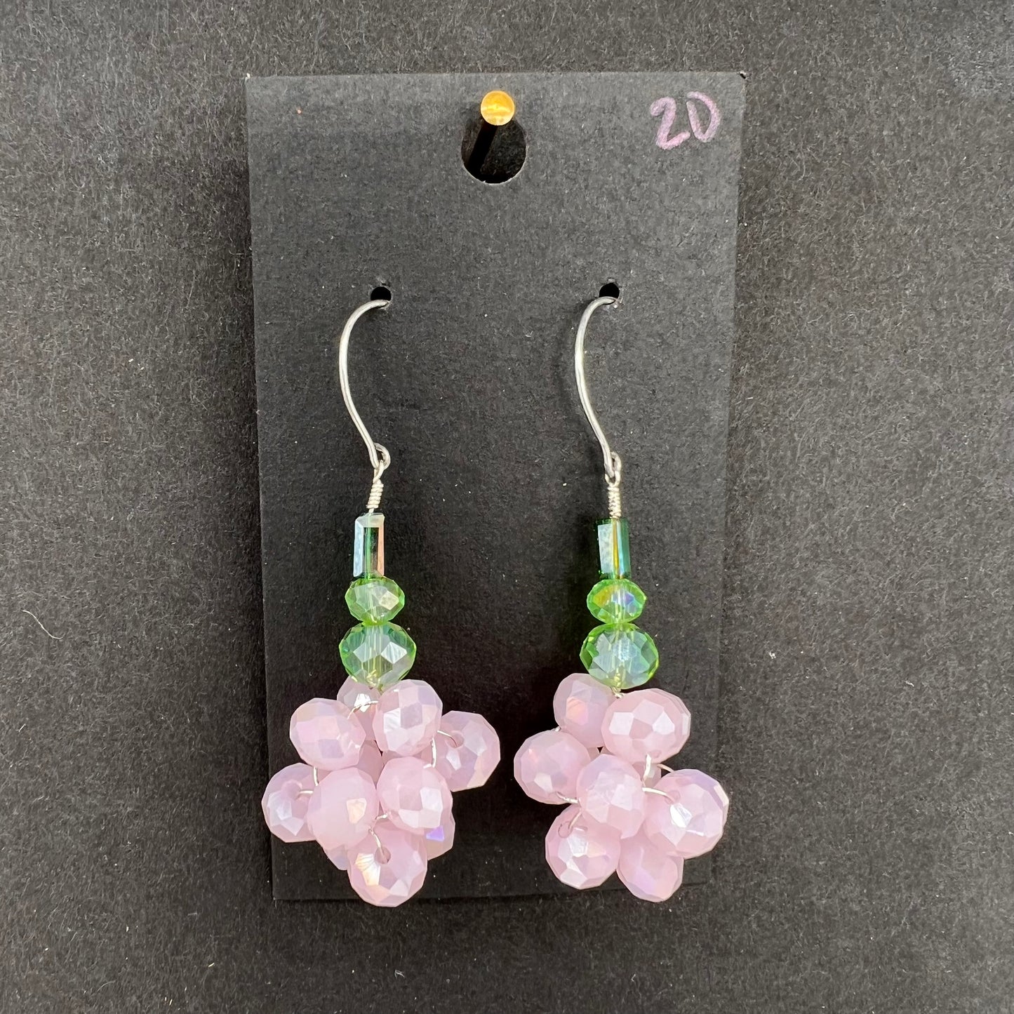 Silver Pink Cluster Earrings