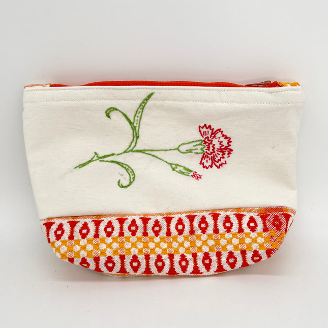 Red & Yellow Flowers Vintage Linen Bag