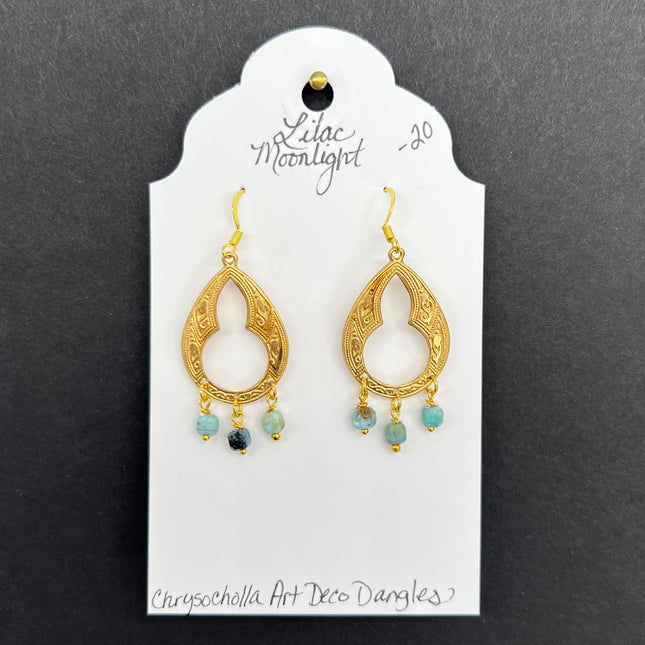 Chrysocholla Art Deco Dangles