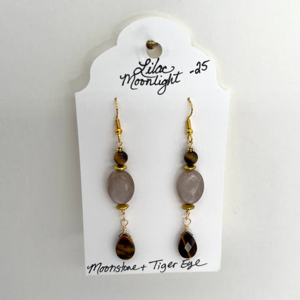 Moonstone & Tiger Eye Dangles