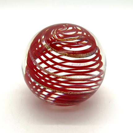 Red Cane/Gold Dichro Paperweight