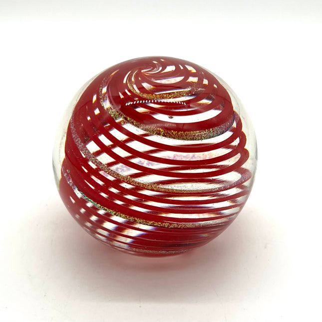 Red Cane/Gold Dichro Paperweight