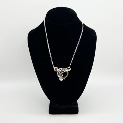 Dragon Bloodstone & Silver Plated Octopus Necklace