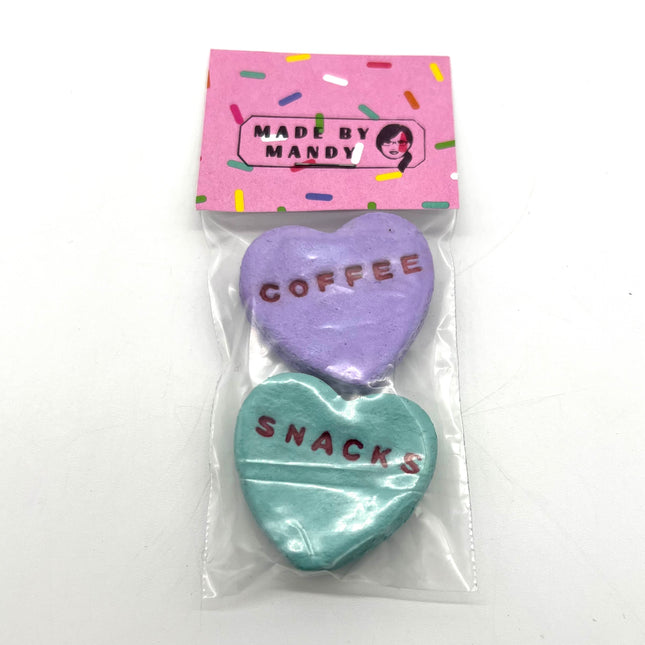 Coffee & Snacks Conversational Heart Magnet Set