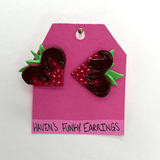 Chocolate Covered Strawberry Earrings