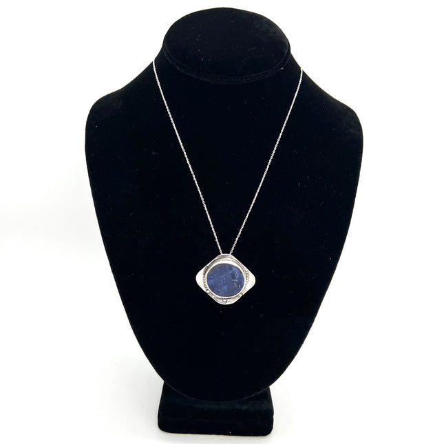 Round Lapis w/design Necklace