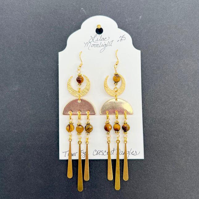 Tiger Eye Crescent Dangles